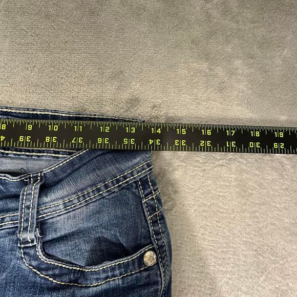 Vintage Y2K Wallflower Embroidered/Embellished Blue Bootcut Denim Jeans Size 5 - Picture 6 of 8